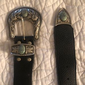 Black Belt with Turquoise Detail Size Small